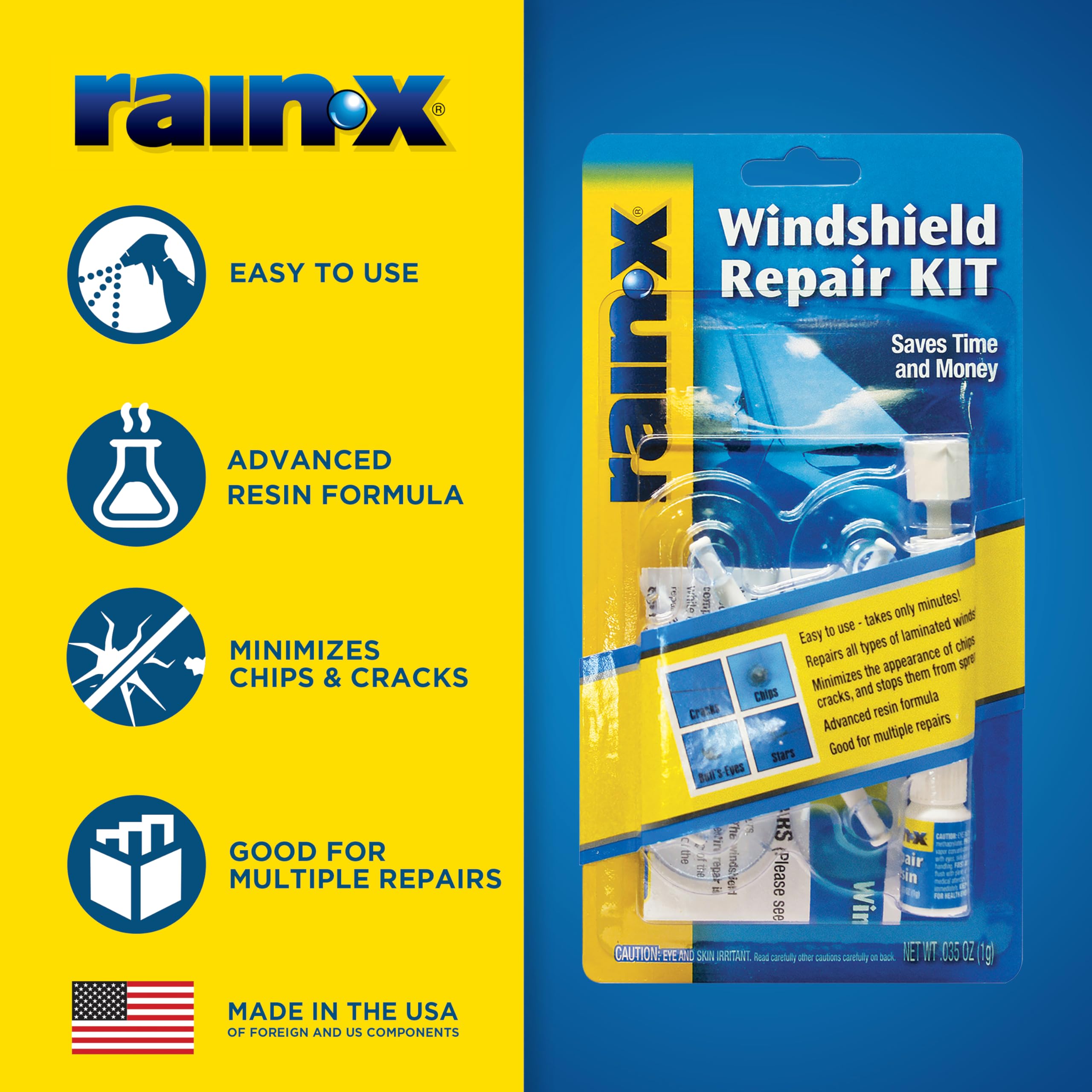 Rain-X 600001 Windshield Repair Kit - Quick and Easy Durable Resin Based Windshield Repair Kit for Chips and Cracks, Good for Round Damage Below 1" in Diameter and Cracks Smaller Than 12" in Length - Image 3