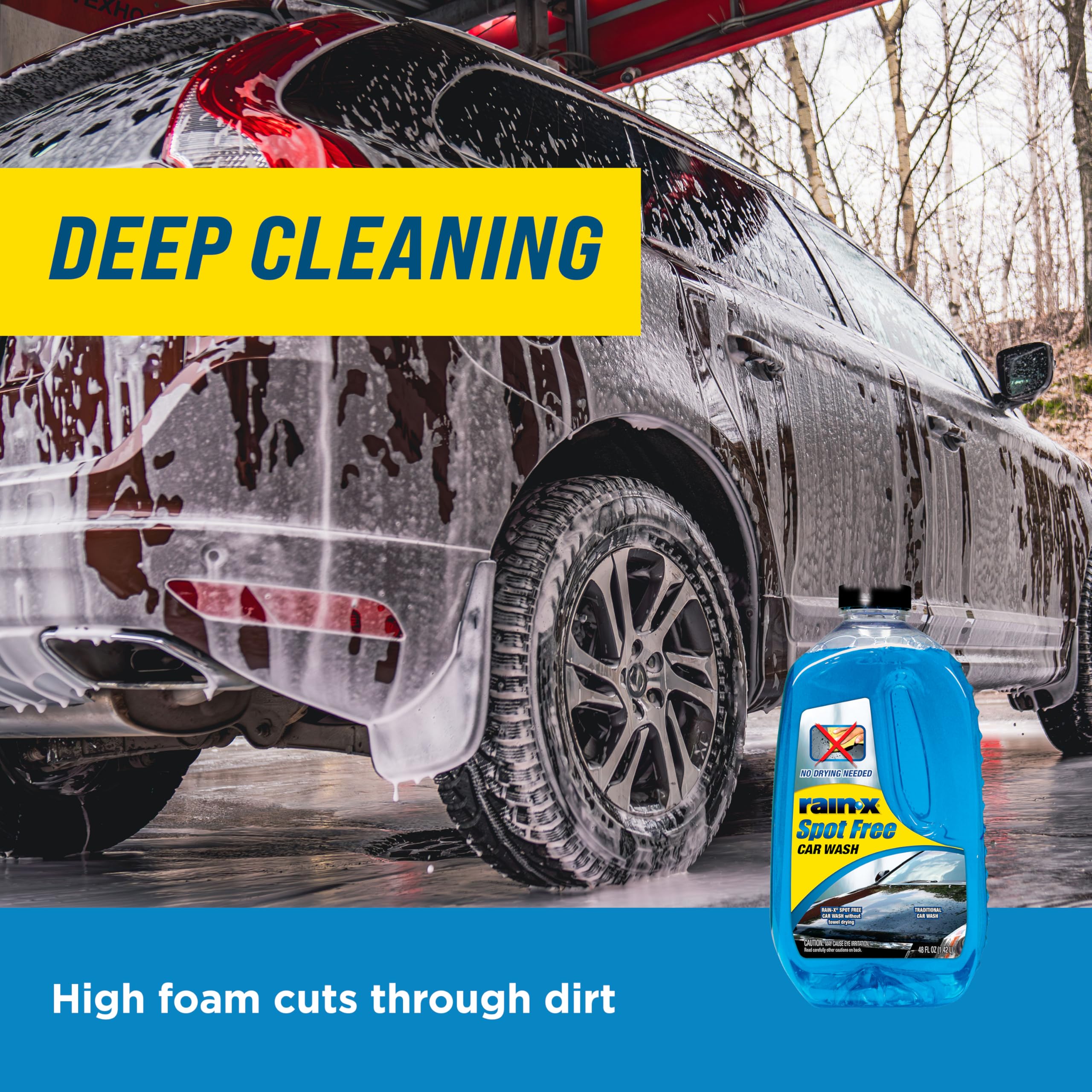 Rain-X 620073 - Car Wash Deep Cleaning, High Foam Soap Provides Spot Free Shine with No Towel Or Hand Drying Needed - Car soap for car cleaning and detailing 48 fl oz - Image 6