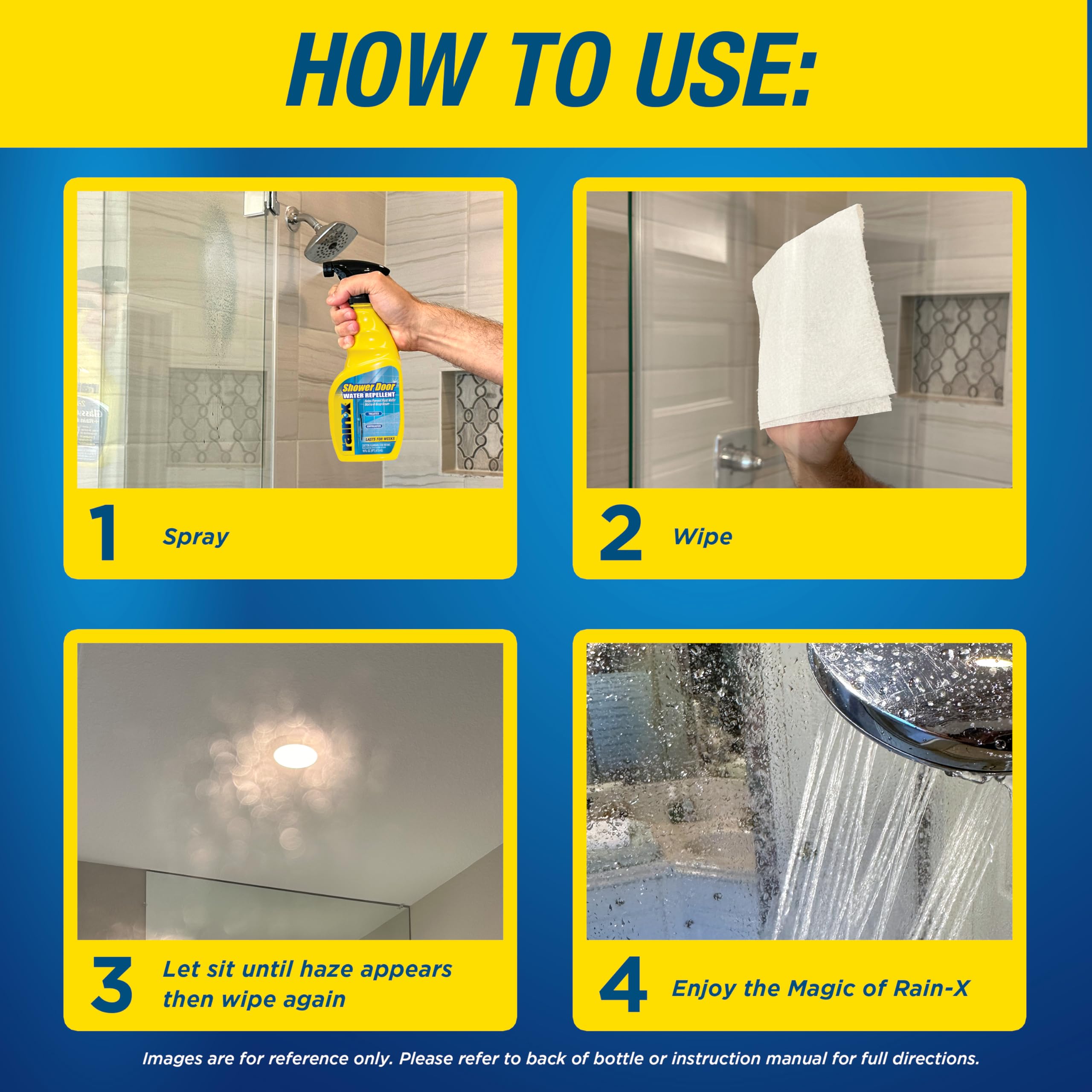 Rain-X 630542 Shower Door Water Repellent, Protects Glass Shower & Doors From Soap Residue And Hard Water Stains Leaving Your Bathroom Beautiful (Pack of 2) - Image 4